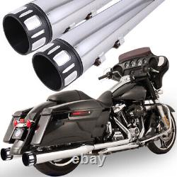 Chrome Exhaust Pipes Slip-On for Harley Touring Road King Street Glide 1995-2016