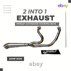 Custom 2-1 Exhaust for Harley Road King, Street Glide, Electra Glide 1995-2016