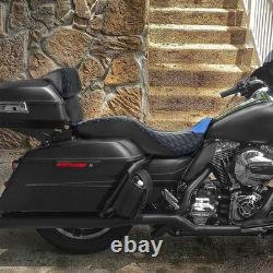 Custom 2-Up Leather Seat withBackrest For Touring Road King Street Glide 2014-2023