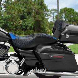 Custom 2-Up Leather Seat withBackrest For Touring Road King Street Glide 2014-2023 Custom 2-Up Leather Seat withBackrest For Touring Road King Street Glide 2014-2023