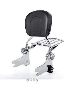 Detachable Backrest Sissy Bar & Rack Fits for Harley Touring Road King Street Gl