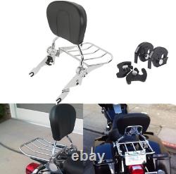 Detachable Backrest Sissy Bar & Rack Fits for Harley Touring Road King Street Gl