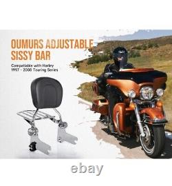 Detachable Backrest Sissy Bar & Rack Fits for Harley Touring Road King Street Gl