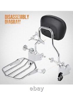 Detachable Backrest Sissy Bar & Rack Fits for Harley Touring Road King Street Gl