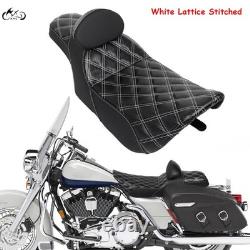 Driver Passenger Seat White Line with Backrest For Harley Street Glide Road King