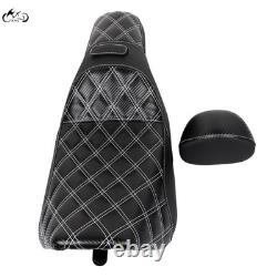 Driver Passenger Seat White Line with Backrest For Harley Street Glide Road King