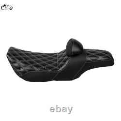 Driver Passenger Seat White Line with Backrest For Harley Street Glide Road King