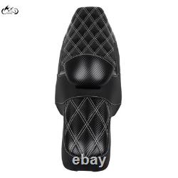 Driver Passenger Seat White Line with Backrest For Harley Street Glide Road King