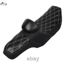 Driver Passenger Seat White Line with Backrest For Harley Street Glide Road King