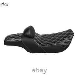 Driver Passenger Seat White Line with Backrest For Harley Street Glide Road King