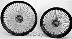 Fat Spoke Wheels 21 & 16 Black Front/rear Harley Electra Glide Road King Street