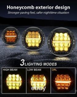 For Harley Electra Glide Road King Street Glide LED Headlight withYellow Cover DRL