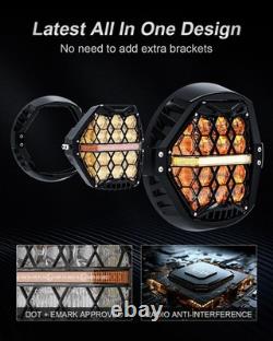 For Harley Electra Glide Road King Street Glide LED Headlight withYellow Cover DRL