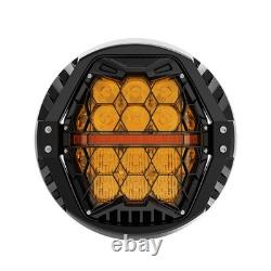 For Harley Electra Glide Road King Street Glide LED Headlight withYellow Cover DRL