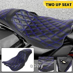 For Harley Road King FLHR Street Glide Special FLHXS Blue Stitching Two-Up Seat