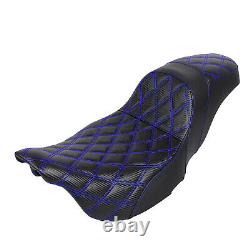 For Harley Road King FLHR Street Glide Special FLHXS Blue Stitching Two-Up Seat