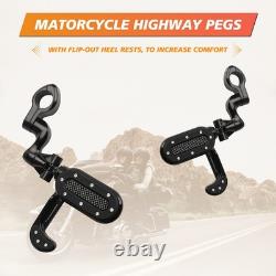 For Harley Road King Street Glide 1-1/4 Bars Highway Pegs With Flip-out Heel Rest