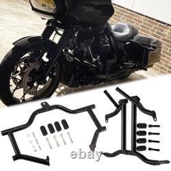 For Harley Road King Street Glide 1.25 Engine Guard + Saddlebag Crash Bar 09-25