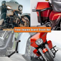 For Harley Road King Street Glide 1.25 Engine Guard + Saddlebag Crash Bar 09-25