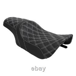 For Harley Road King Street Glide 1997-2007 White stitch Seat Driver Passenger