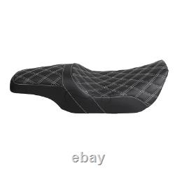 For Harley Road King Street Glide 1997-2007 White stitch Seat Driver Passenger