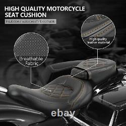 For Touring Road King Street Glide Driver Passenger 2-UP Seat Black Stitching
