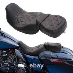 For Touring Road King Street Glide Driver Passenger 2-UP Seat Black Stitching