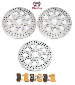 Front Rear Brake Rotors & Pads for Harley Road King Street Electra Glide 2008-13