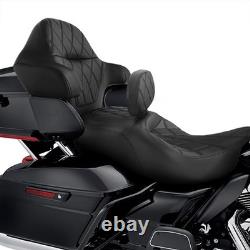 Gel Seat Rider Backrest Tour Pad Road King Street Road Electra Glide 14-23 Black