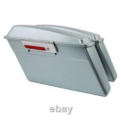 Hard Saddlebag Trunk withChrome For Road King Street Glide Road Glide 94-13 Silver