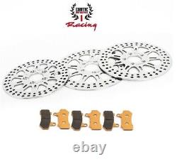 Harley Front & Rear Brake Rotors & Pads Road King Street Electra Glide polished