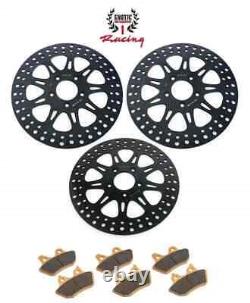 Harley Front Rear & Pads Brake Disc Rotors Road king Street glide 2000-07 Black