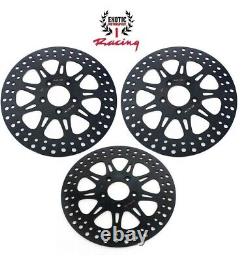 Harley Front Rear & Pads Brake Disc Rotors Road king Street glide 2000-07 Black