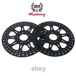 Harley Front Rear & Pads Brake Disc Rotors Road king Street glide 2000-07 Black