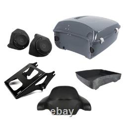 Harley Trunk Backrest Speaker Mount Plate Road King Street Glide 14-24 Grey