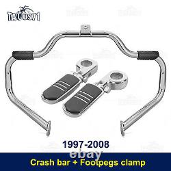 Highway Crash Bar Foot Peg Clamp Engine Guard For Harley Road King Street Glide