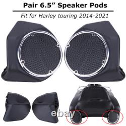 King Rear Trunk 6.5 Speaker Pods For Harley Tour Pak Road Street Electra Glide