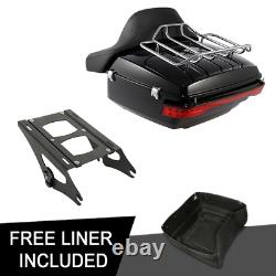 King Trunk Backrest Rack Tail Light Fit For Harley Road Street Glide 2014-2021