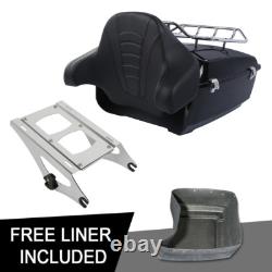 King Trunk Pad Backrest Mount Rack Fit For Harley Road King Street Glide 14-2026