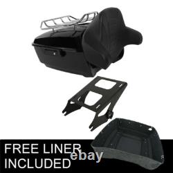 King Trunk Pad & Two Up Mount Rack Fit For Harley Road King Street Glide 14-26