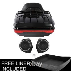 King Trunk Rack Backrest Speakers Fit For Harley Road King Street Glide 14-25