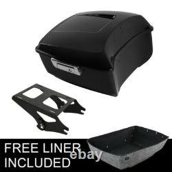 King Trunk with Two-Up Rack Fit For Harley Touring Road King Street Glide 14-25