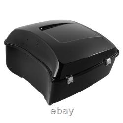 King Trunk with Two-Up Rack Fit For Harley Touring Road King Street Glide 14-25