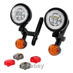LED Spot Fog Light Bracket Turn Signal For Harley Road King Street Glide 1994-UP