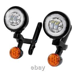 LED Spot Fog Light Bracket Turn Signal For Harley Road King Street Glide 1994-UP