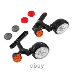 LED Spot Fog Light Bracket Turn Signal For Harley Road King Street Glide 1994-UP