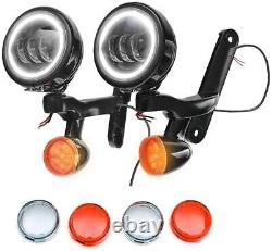 LED Turn Signals Spot Fog Lights Bracket For Harley Street Glide Road King US