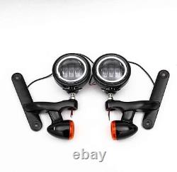 LED Turn Signals Spot Fog Lights Bracket For Harley Street Glide Road King US