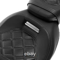 Low Profile 2-Up Seat For Touring Road King Street Glide 2009-2023 Orange Stitch