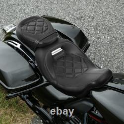 Low Profile 2-Up Seat For Touring Road King Street Glide 2009-2023 Orange Stitch